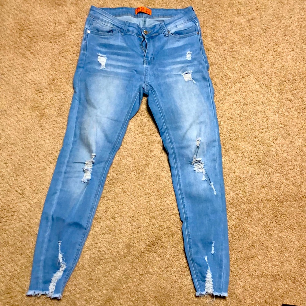 Size 9 denim distressed jeans